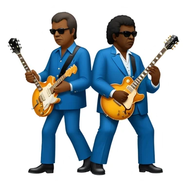 Icon for Blues Music: close-up collage of legendary blues artists. Gary Moore, Eric Clapton, B.B. King and Joe Cocker. Represented by silhouettes or symbolic items like guitars, microphones, or music notes, reflecting the soulful energy of blues music. Transparent background. sticker