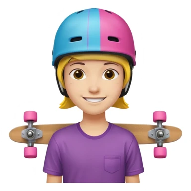 skater with skateboard and colorful helmet sticker