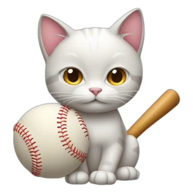 cat with a baseball sticker