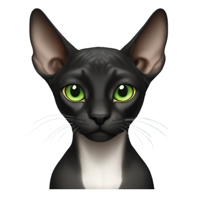 black sphinx cat with green eyes and a white spot on the mouth  sticker