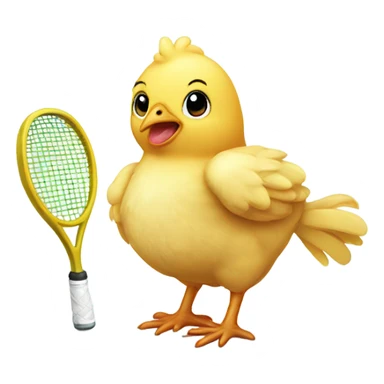 Sweet baby chicken with tennis racquet sticker