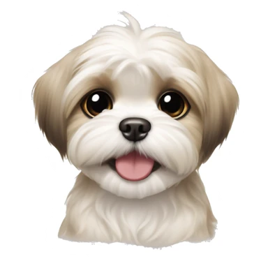 happy Maltese shih tzu puppy beige sticker