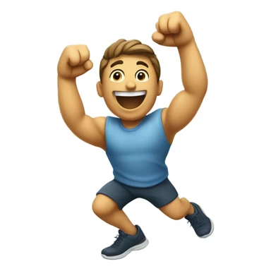 man pumping his fist in the air (moving it towards his lower body area) celebrating a victory. super enthusiastic  sticker