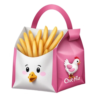 Pink chickfila bag with chicken sandwich and fries sticker