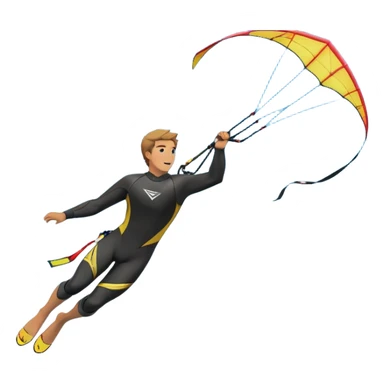 A kite surfer soaring above the waves, holding onto a kite with the wind in full force. The background showcases the ocean and sky, emphasizing the freedom, thrill, and energy of the sport. The motion of the kite and board is dynamic, capturing the excitement of kiting. sticker
