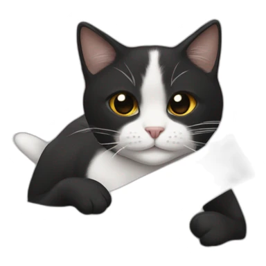 gato blanca y negra durmiendo con una pancarta que dice Danna sticker