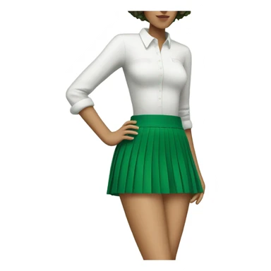  green pleated mini skirt, isolated sticker
