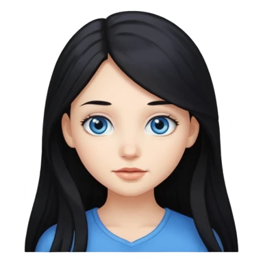Emoji chica pelo largo negro ojos azules  sticker