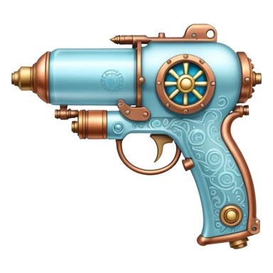 steampunk freeze raygun with brass and copper details and icy blue highlights sticker