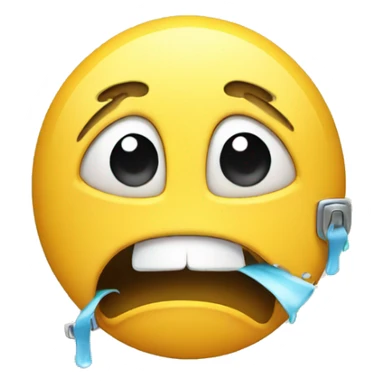 Crying emoji with zipper mouth opening sticker