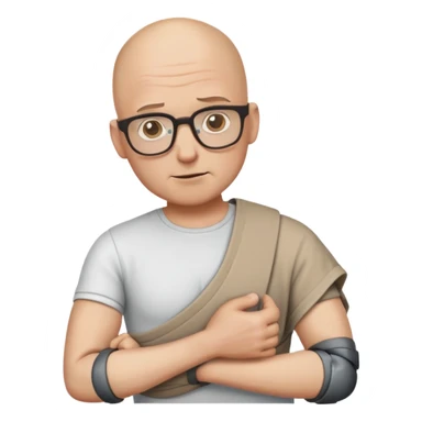 Make this guy bald with his glasses with a broken right arm in a sling sticker