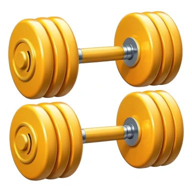 “3D glossy emoji of a dumbbell, bright colors, shiny plastic texture, soft reflections, cute rounded style, high detail, fitness icon, clean white background.” sticker
