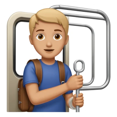 Rider holding grab bar,Metro Riders, inside metro train, no transparent. sticker