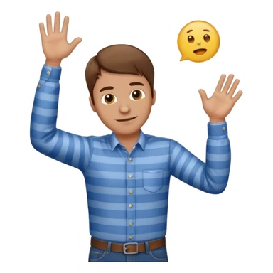 male teacher with brown hair, wearing blue jeans and a striped buttondown shirt, throwing up, emoji style sticker