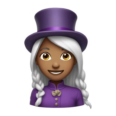 smiling girl-skin white-hair brown-in purple top hat sticker