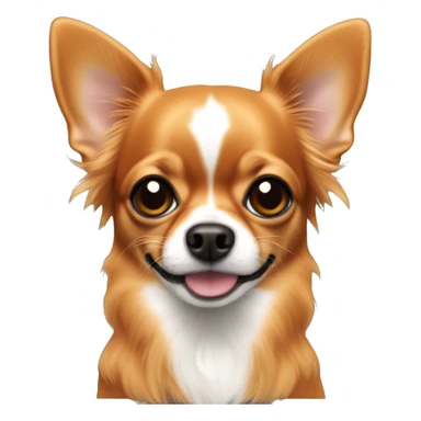Dark orange long hair chihuahua with black mouth and ears. No white on head sticker
