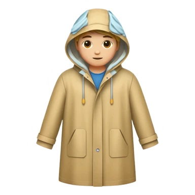 sand raincoat, just rain coat, negative: object. sticker