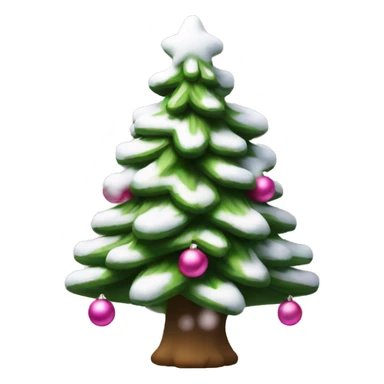 Christmas tree with white snow and pink ornaments  sticker