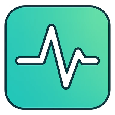 minimalist iOS app icon, professional medical style, heartbeat line graph ECG in crisp white, gradient background hospital green and white, clean, trustworthy, tech-inspired, subtle depth with soft shadows, iOS-flat-design, no text, single bold medical symbol centered sticker