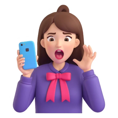 upset girl screaming at her phone, mouth wide open, frustration visible sticker