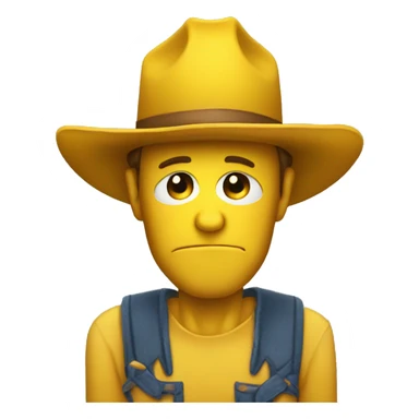 Sad cowboys yellow frowny face just head no nose  sticker