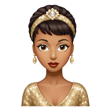 Josephine Baker with dark brown hair, cream sequin outfit sticker