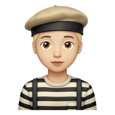 French person with a beret and stripped shirt sticker