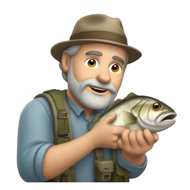 50 year old white MAN with brown hair and brown beard fishing and catching a giant fish sticker