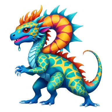 a vibrant colorful edgy vernid-fionbri-creature with splash patterns full body sticker