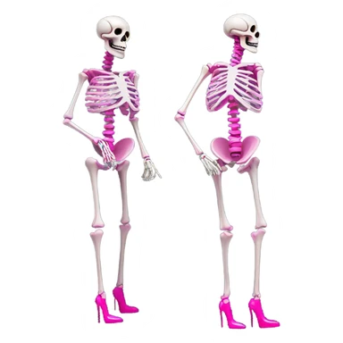 Skeleton wearing extremely tall hot pink high heels  sticker