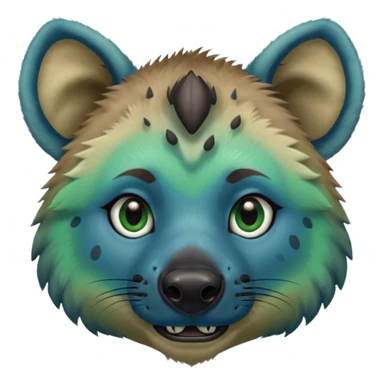 blue and green ombre hyena face sticker