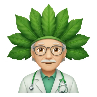 an scientist man wearing a large leaf headgear bye  sticker