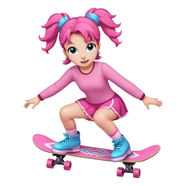 Cute skater girl pinkie pie with two buns and pink outfit, gliding with playful energy. sticker