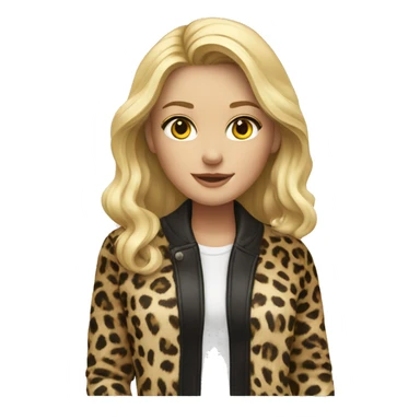 a blonde girl wearing a léopard jacket  sticker