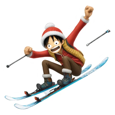 Luffy from one piece skiing  sticker
