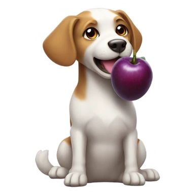 Dog with a long purple fruit in its tummy sticker