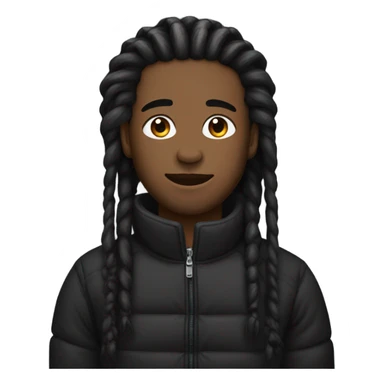 black man with black puffer jacket and dreads in a high ponytail sticker