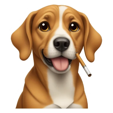 Dog with cigarette sticker