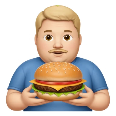 fat guy holding burger sticker