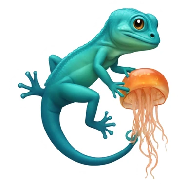 Lizard eating a jellyfish sticker