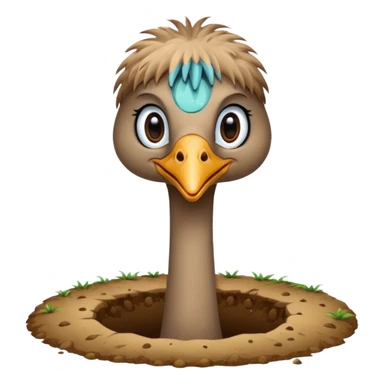 Ostrich with head inside a hole in the ground sticker