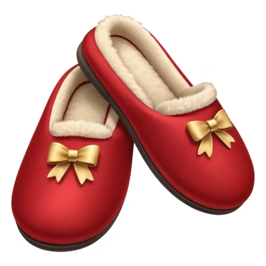 red slippers with fur sticker