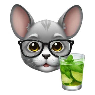 sick chincilla with glasses and mojito sticker