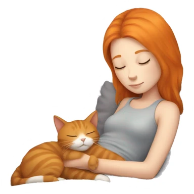 Ginger Girl sleeping with Gray Cat sticker