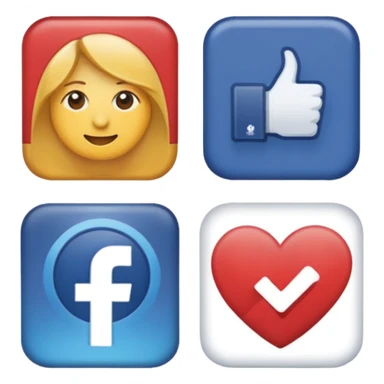 Socail media sauare emoji style icons 
Creat the quadrant with the logos of F.B, X, Trustpilot, Instagram, Youtube, Linkedineach icon is ther only ones, asme size, only icons of the social media that I mentioned only 6 icons sticker