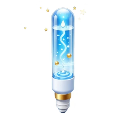 Slim blue Differin Gel tube with white cap and golden glow around the “GEL” label. Floating in a soft blue aura with tiny glowing stars and clear orbs spiraling upward. Emits a focused beam of clarity magic, like a blemish-banishing spell sealed in a sleek, futuristic wand. sticker