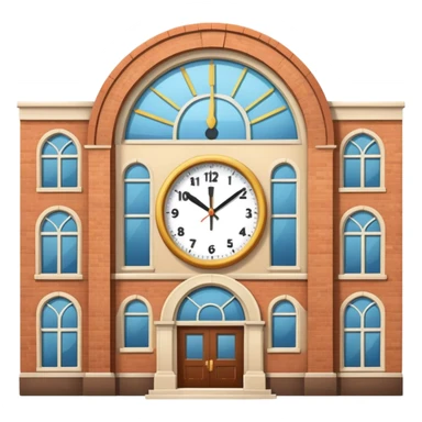 school building with a clock sticker