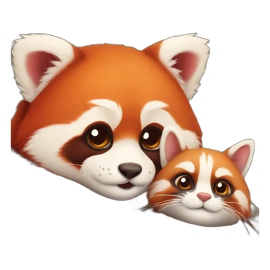 red-panda-cuddles-cute-cat sticker
