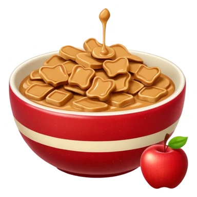 apple pieces in bowl with peanutbutter sticker