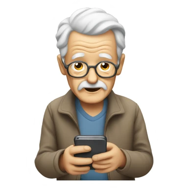 Old man learning how to use his phone sticker
